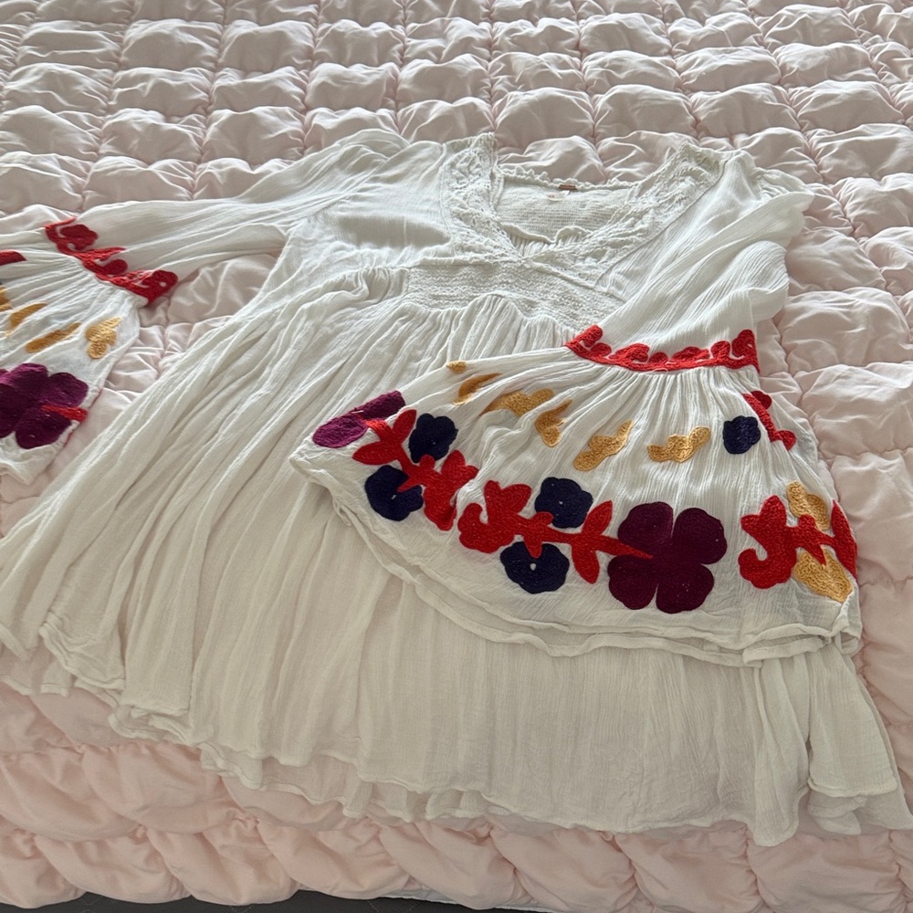 Free People Textured White Top